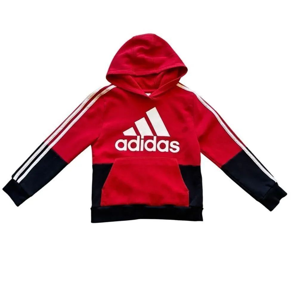 Adidas Hoodie, Boys Size, Red Black, Long Sleeve, Pullover SZ S # 2480 - Picture 1 of 10